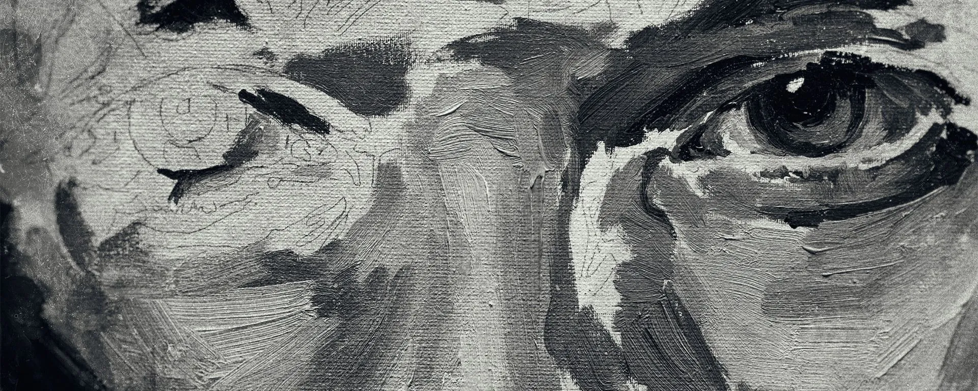 oil portrait in gray colours of a man