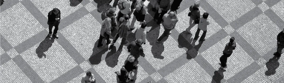 a group of people in the street