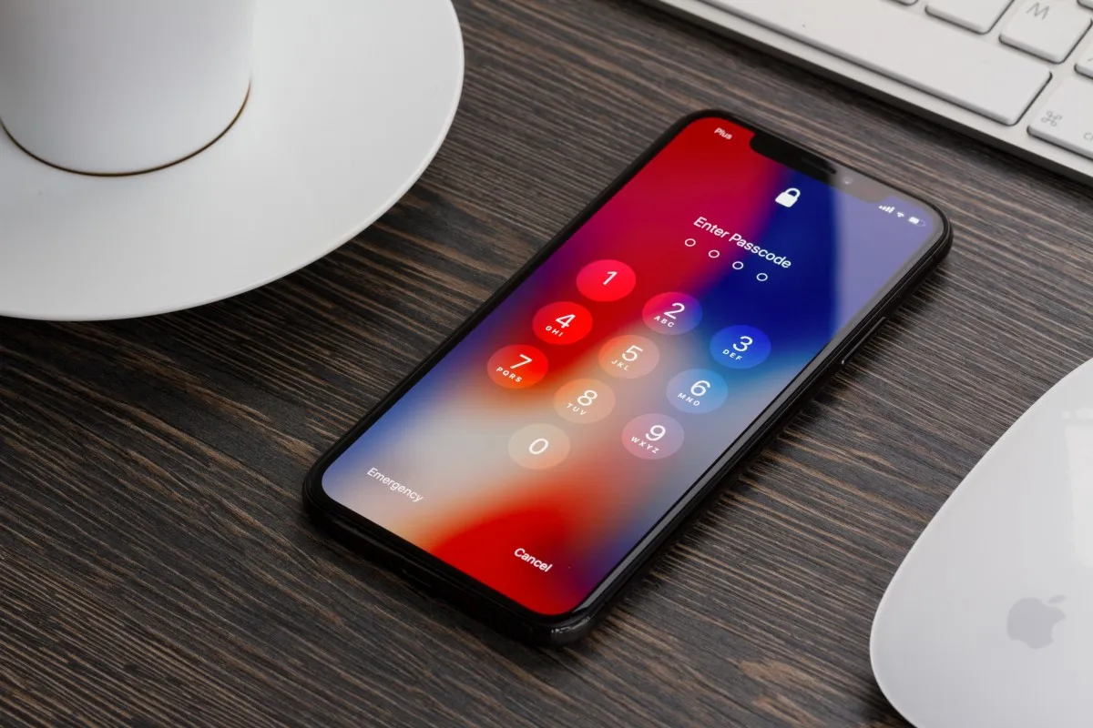 A mobile phone on the desk