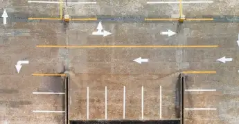 a road and arrows