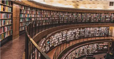 a library with books