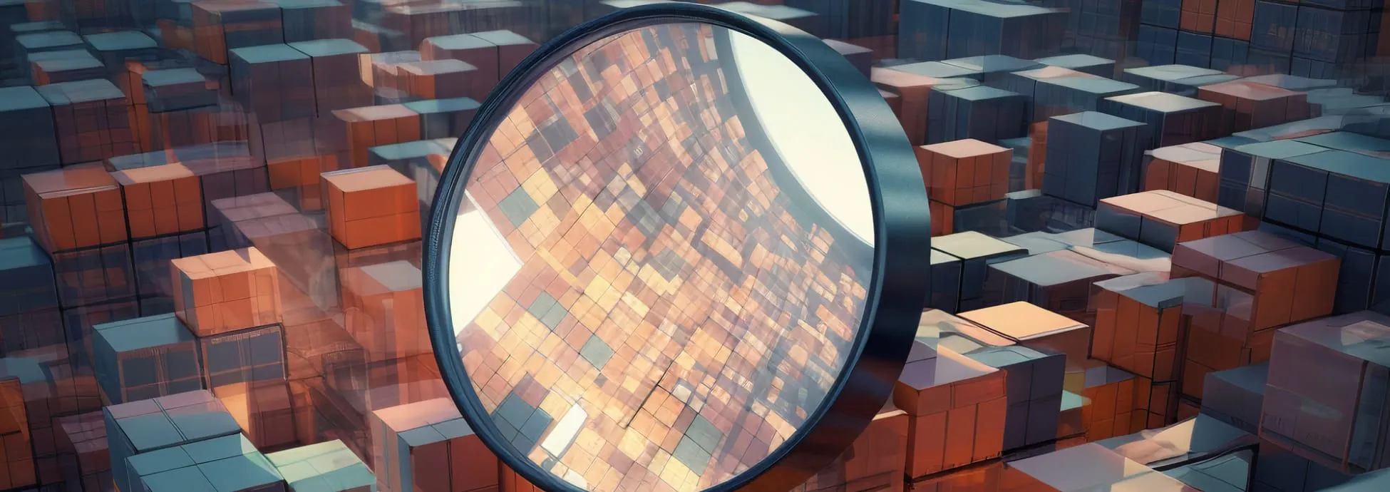A magnifying glass and containers