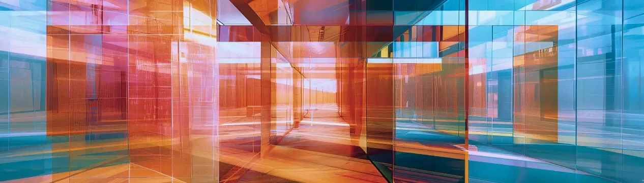 Futuristic glass hallway