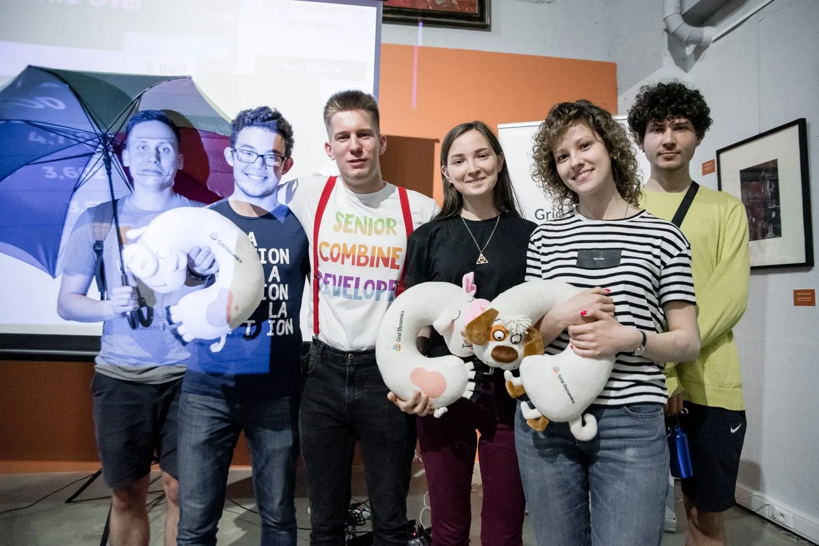 Six people standing together at the meetup