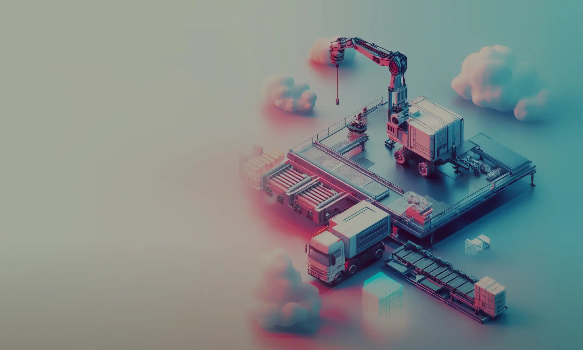Futuristic logistics hub with cloud integration