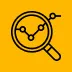 Magnifying glass with data points