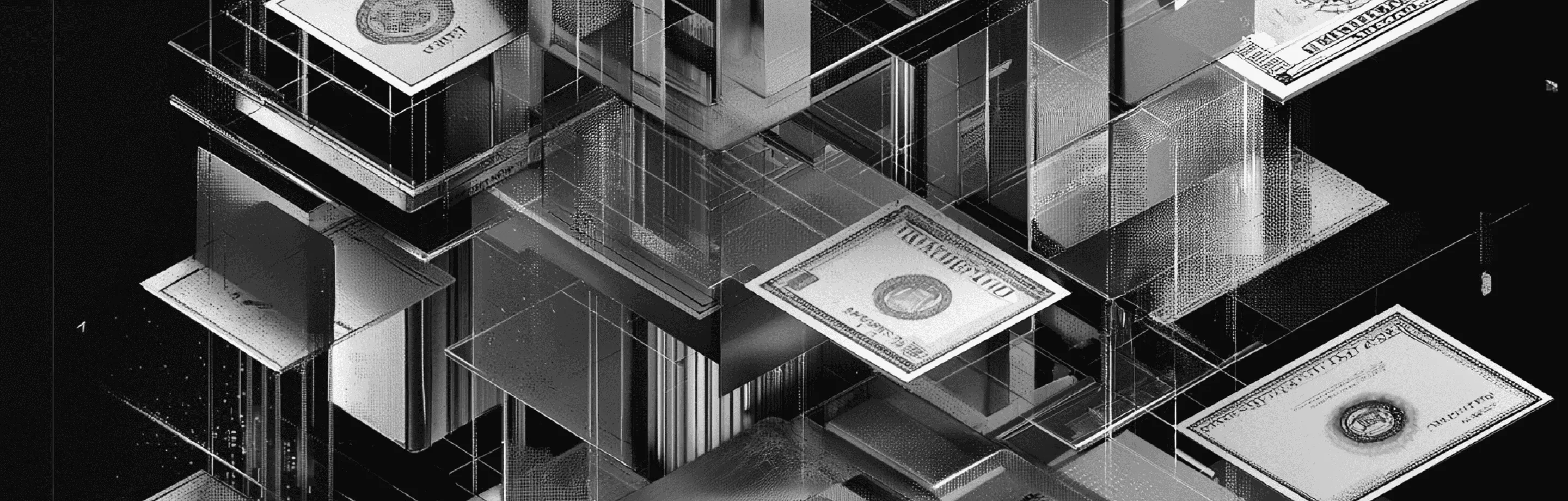 Block tower with dollar notes to represent structured products in financial services
