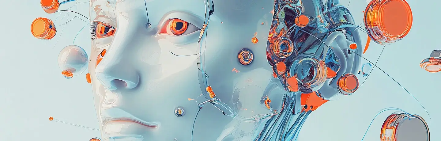 Futuristic artificial intelligence head
